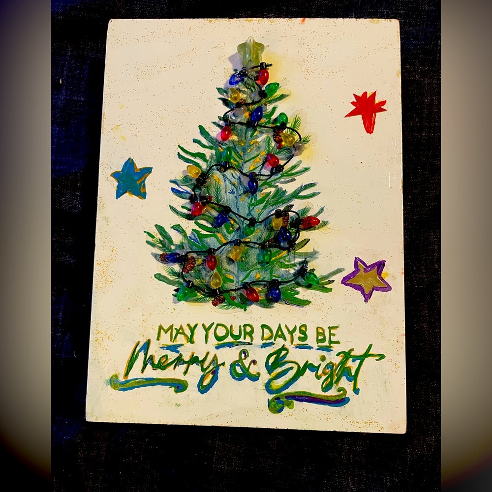 Up cycled Christmas tree art